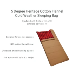 Woods Heritage Cotton Flannel 5° Sleeping Bag -Outdoor Adventure Shop 1604525 1200 auto