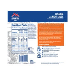 Mountain House Meat Sauce Lasagna Freeze Dried Meal -Outdoor Adventure Shop 372906 1200 auto