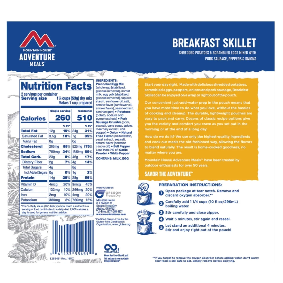 Mountain House Breakfast Skillet Freeze Dried Meal 5 Mountain House Breakfast Skillet Freeze Dried Meal - Image 3